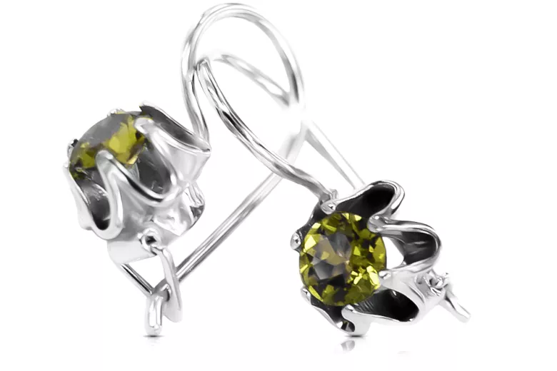 Lira sterlină de argint 925 925 Yellow Peridot cercei vec013s Rusesc Sovietic URSS Vintage Art Deco style